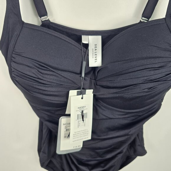 Sea Level Black Twist Front One Piece Swimsuit Women’s 8 Sustainable NWT - Picture 14 of 15